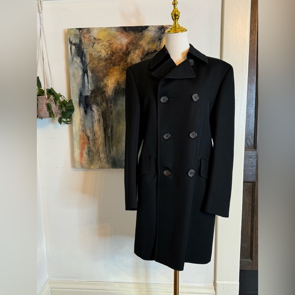 Vintage 60s CECIL GEE of London Men's Mod Coat Pure New Wool 1960s Mens Peacoat - Picture 2 of 11